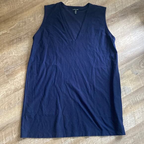 Eileen Fisher Pockets Shift in Midnight Blue Washable Crepe Dress Size L